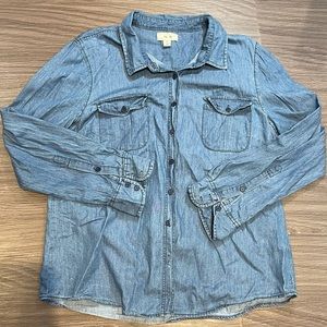 XL Blue Soft Denim Per Se Button Down Shirt